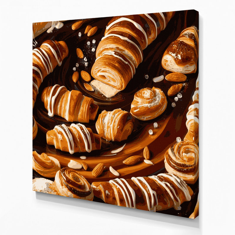 Desserts, pâtisserie danoise brune, art mural sur toile, H 12 po x l 12 po