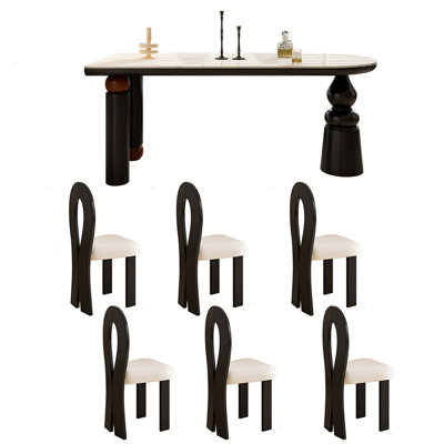 French Light Luxury Rock Plate Dining Table Sets.