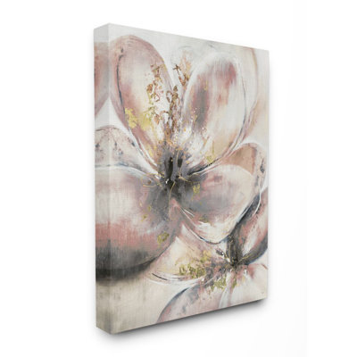 Glam, rose, beige, pétales de fleurs, peinture florale dorée par K. Nari - impression d'art graphique