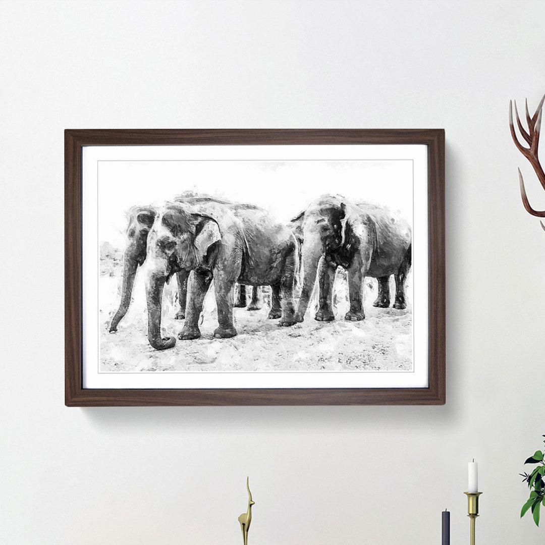 Elephants in Sri Lanka - Framed Print