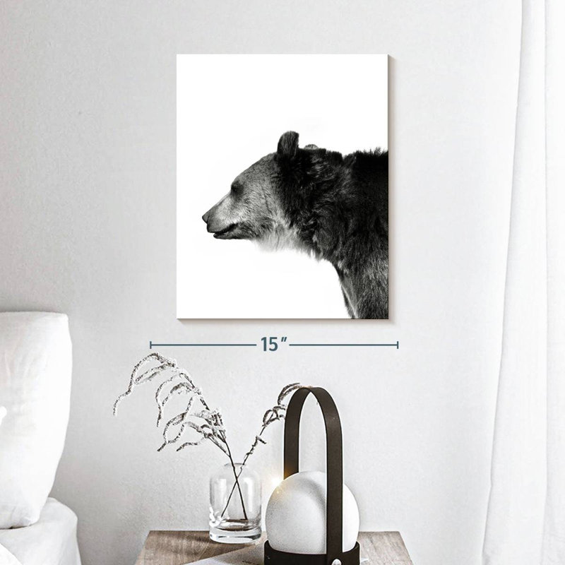 Tête d'ours monochrome, H 15 po x l 12 po x P 1,25 po