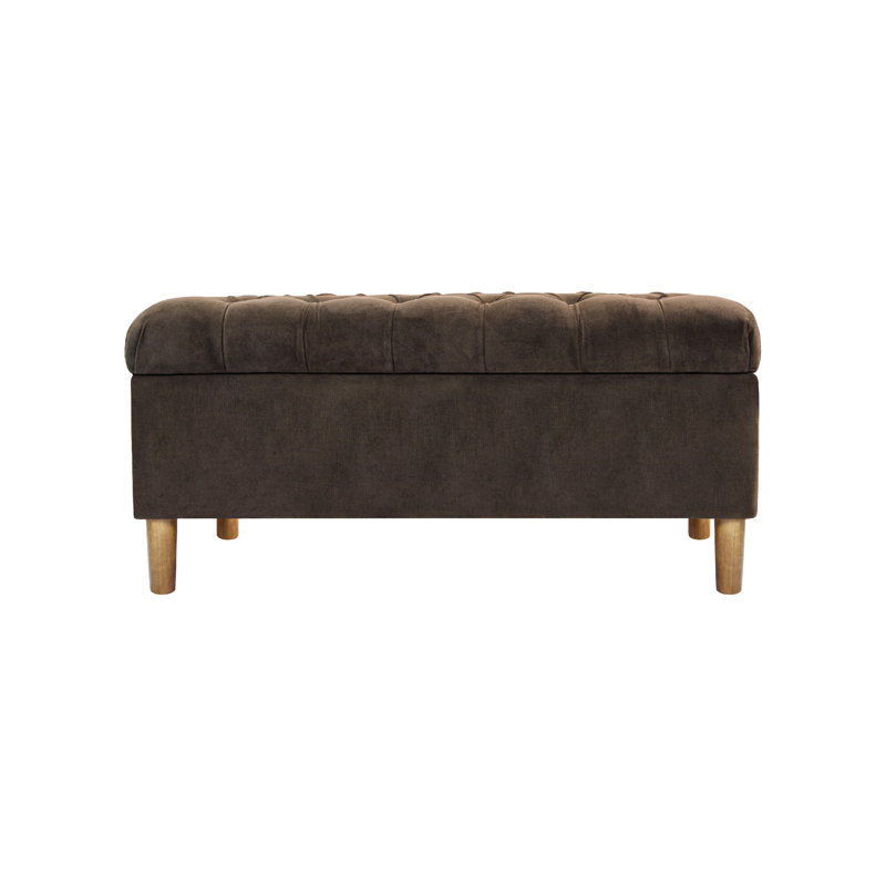 Banc de rangement à couvercle rabattable rembourré, Brun chocolat