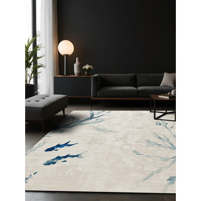 Tapis beige soyeux et moelleux