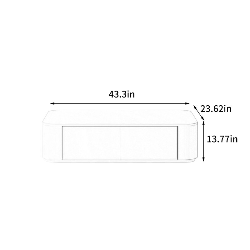 Table basse de style crème avec bois d'eucalyptus, H 13,77 po x L 43,3 po x l 23,62 po