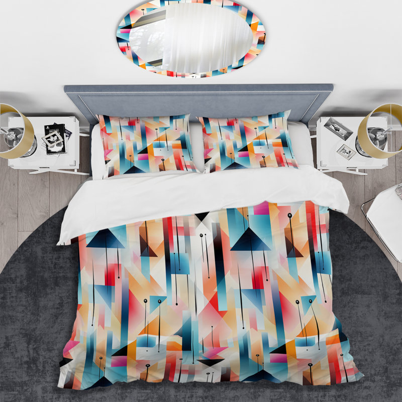 Urban Geometry I - Ensemble de housse de couette géométrique, Housse de couette pour très grand lit et 2 très