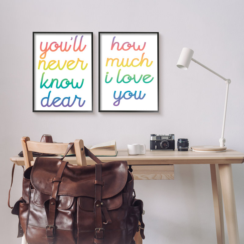 «How I I Love You», citation de la typographie arc-en-ciel, H 20 po x l 16 po, Giclée encadrée noir minuit