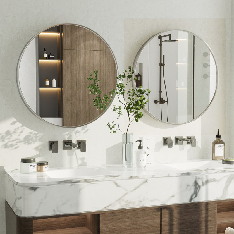 Miroir de salle de bain Molly Easy, Argent argent, 20 po x 20 po