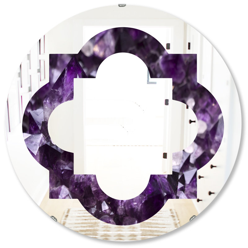 Miroir mural quadrilobe en améthyste, 23,6 po x 23,6 po