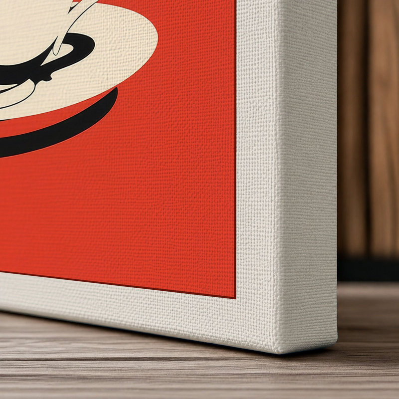 Retro Coffee Cup Mid-Century - Wrapped Canvas, 30x20 - 76.2 x 50.8 cm, Cream Border
