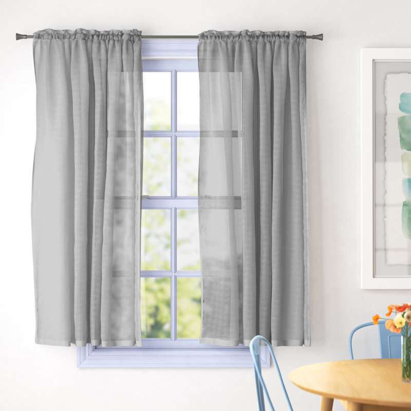 Morganne Slot Top Sheer Curtain, Grey, Width 145 x Drop 122 cm