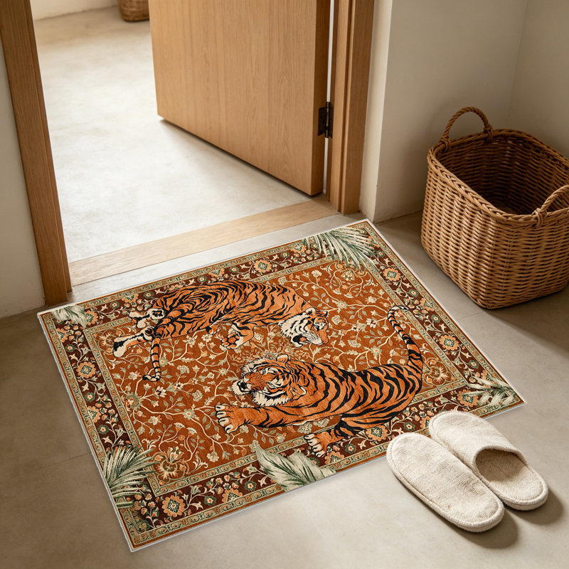 Orange Tiger carpet-easy to clean, machine-washable, soft and comfortable; suitable for door mats, kitchens, living rooms, bedrooms, corridors, and laundry areas. Easy to clean, durable carpet for home decoration.