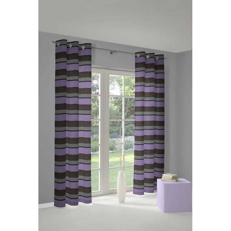 Menorca Room Darkening Curtain Single Panel, 132 W x 245 D cm, Purple