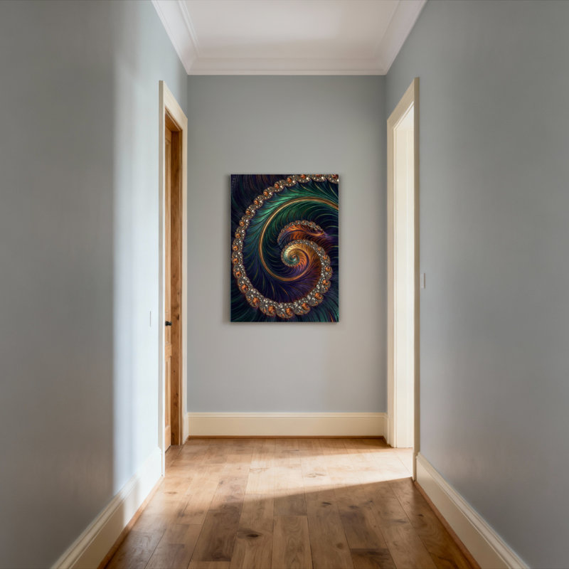 Ensemble de 1 tableau sur toile à motif de spirale fractale, H 18 po x l 12 po