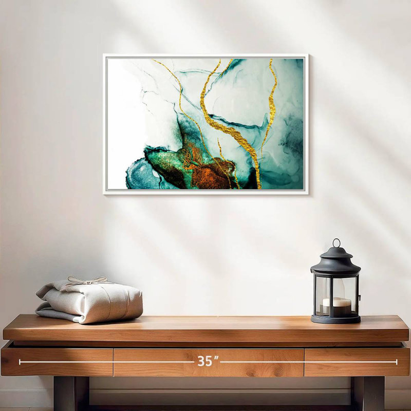 Lucilla Gold Streaks, Floating Frame White, 19" X 13"