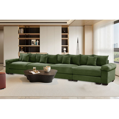 Modern stycle 4-Seater Oversized Corduroy Sofa set with Extra-Wide Seats and Plush Armrests, Throw Pillows