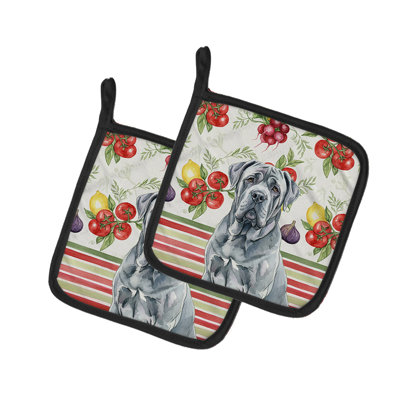 Blue Neapolitan Mastiff Vegetables Pair of Pot Holders