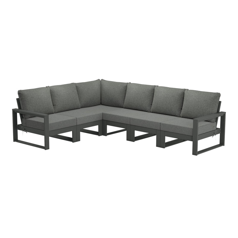 Ensemble de conversation profonde avec cadre 6 pièces pour patio, Gris, Gris