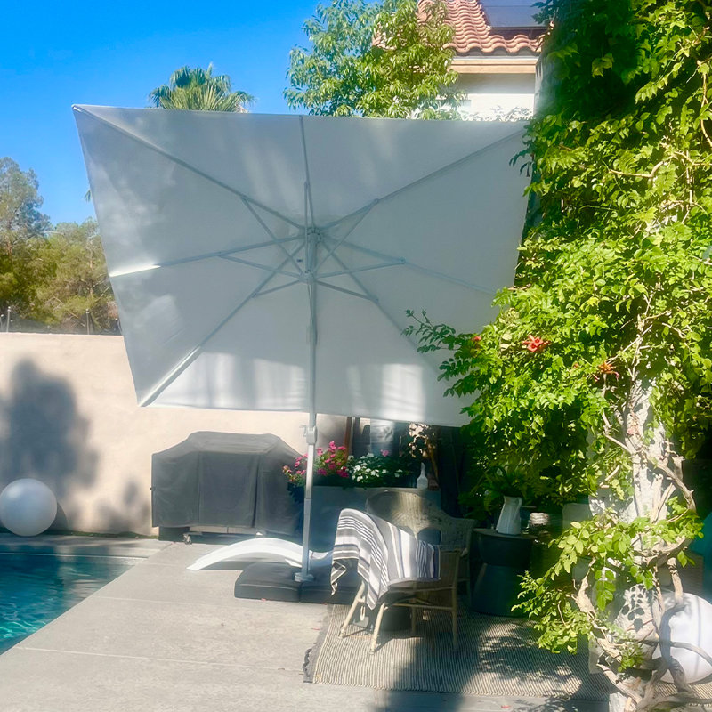 Parasol extérieur carré en porte-à-faux 108 po Robinetta, Blanc