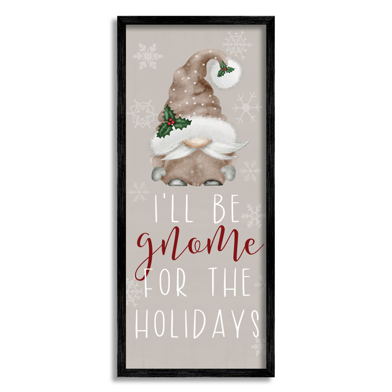 Gnome pour les Fêtes, texte neutre aux tons neutres, estampe numérique encadrée par Lux + Me Designs