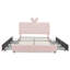 Full Kids Upholstered Bed Frame with Rabbit Ear Headboard, LED Light, 4 Drawers Storage, Boucle Fabric-558246122-558246124