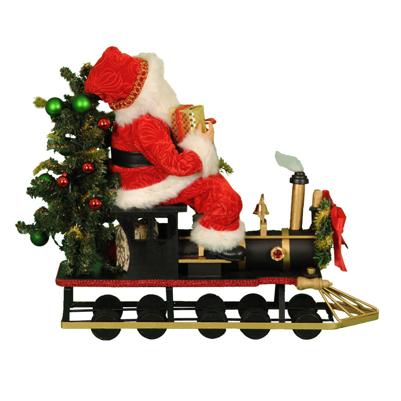 Figurine père noël lighted merry christmas train