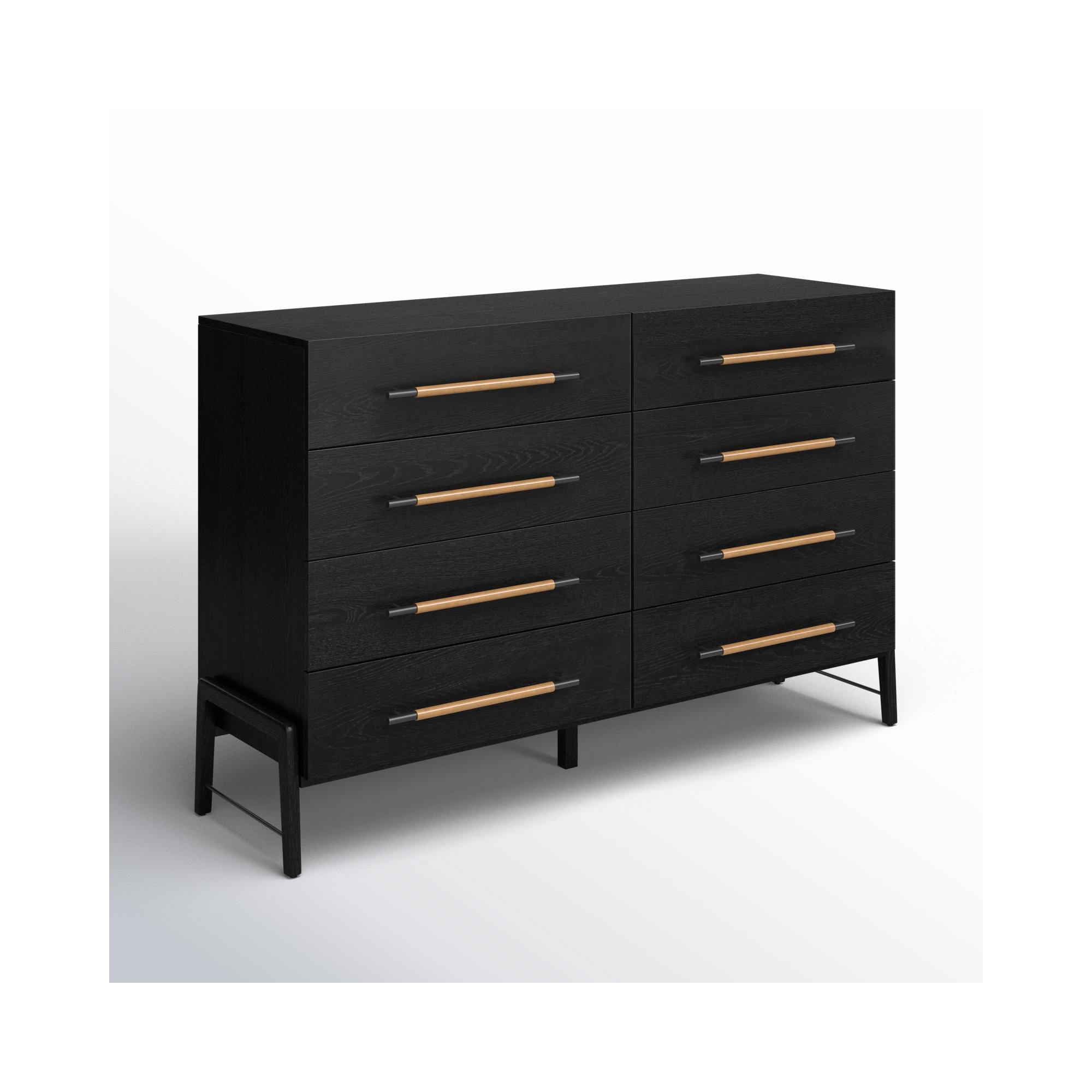 Karsten 8 Drawer Dresser-Yucca Oak Veneer, Ebony Oak