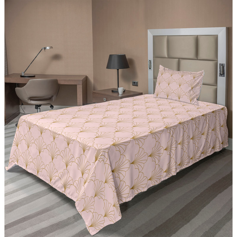 Microfiber Sheet Set, Twin Sheet Set with 1 Pillowcase, Blush/Sand Brown Geometric