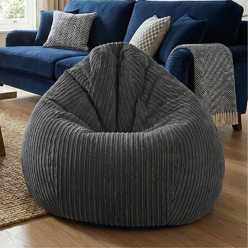 rucomfy Beanbags Large Corduroy Slouchbag - Plush Bean Bag Chair for Adults, Teens and Kids - Home Furniture Seating for Living Room or Bedroom - Machine Washable 80cm x 110cm
