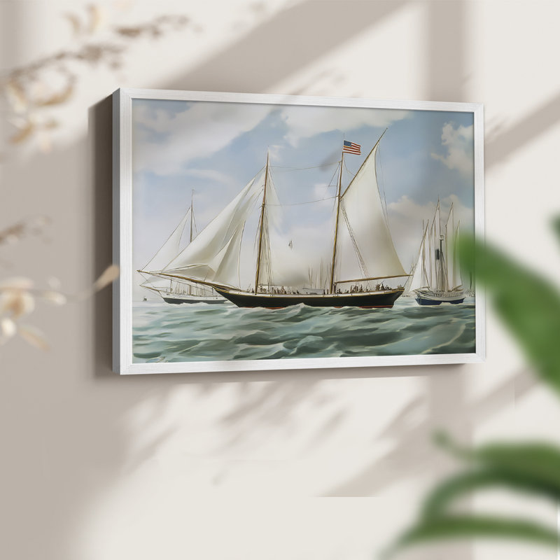 Série Nautical-CXLI - Impression encadrée - réarmable, H 11 po x l 14 po, Blanc