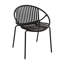 Ensemble de salle à manger d'extérieur moderne 7 pièces avec chaise empilable, noir + teck-1720564803