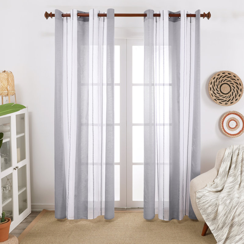 Dearious Sheer Curtain Pair, Width 140 x Drop 229 cm, Dark Grey