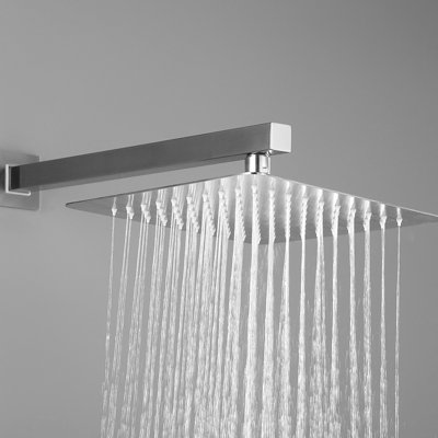 Luxury 10 Inch Shower Head For Bathroom Rain - Wall Mounted, Brushed Nickel, Self-Cleaning Nozzle, Comports With American Standard Pipe Mixer Compatible To Connector