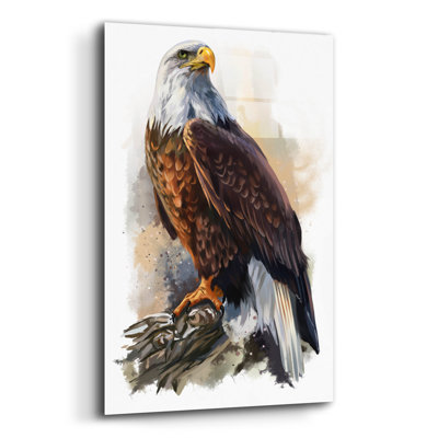 Art mural en verre épique «The Bald Eagle» par Kajenna Art, 16 po x 24 po