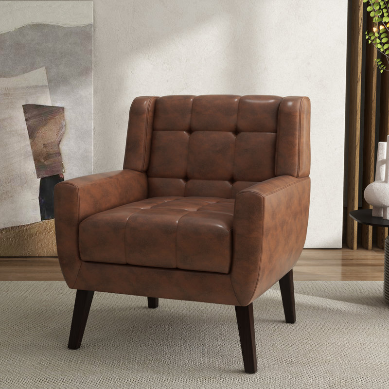 Jaqueze 73.7Cm Wide Tufted Armchair, Jaqueze Coffee Faux Leather