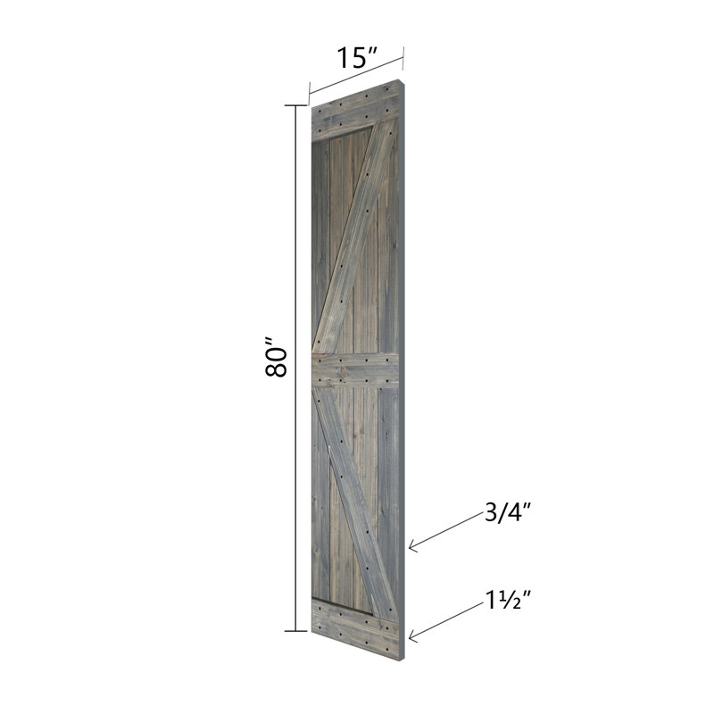 Porte de grange pliante en bois massif de style K avec trousse de quincaillerie - assemblage requis, Tonneau vieilli