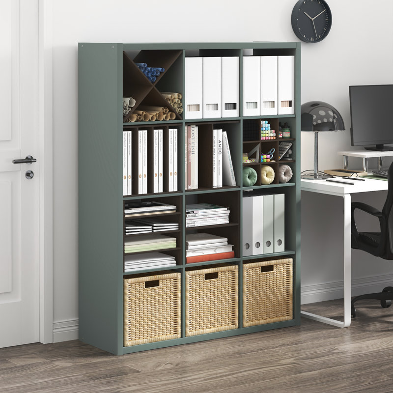 Arlton 6-Cube Bookcase, (12 Shevles) 57.95"H x 43.78"W x 14.57"D, Green