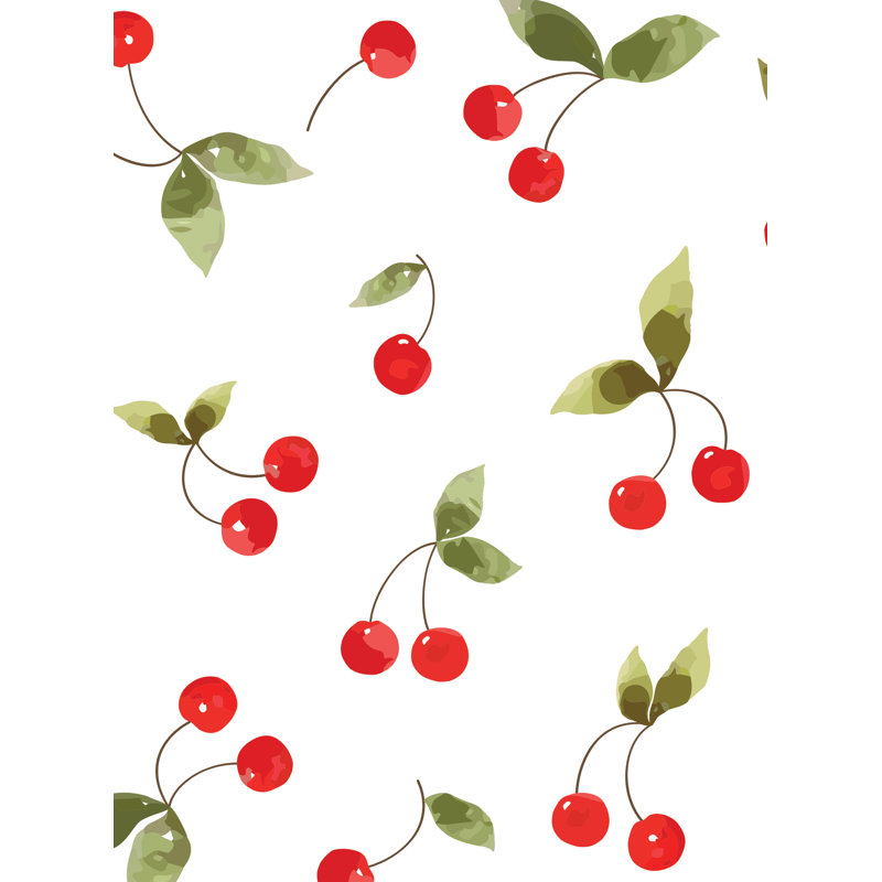Papier peint cerises pelées et collées