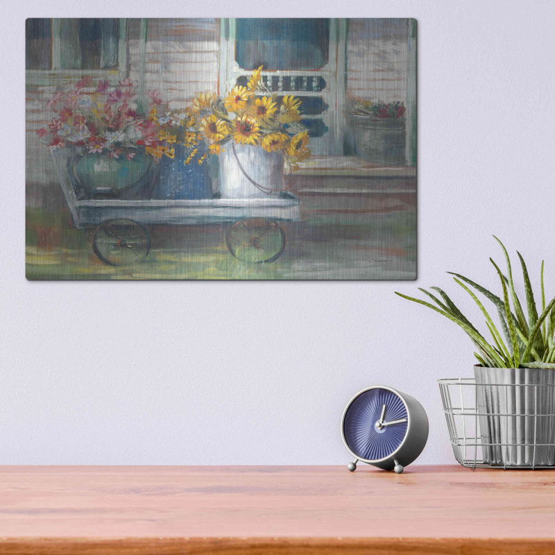 Luxe Garden Art «Garden Wagon Bright» par Carol Rowa «Garden Wagon Bright» par Carol Rowan, H 12 po x l 16 po