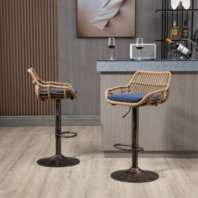 2 chaises bleues, siège réglable avec repose-pieds pour les tabourets de bar de salle à manger de 2, cuisine à domicile et