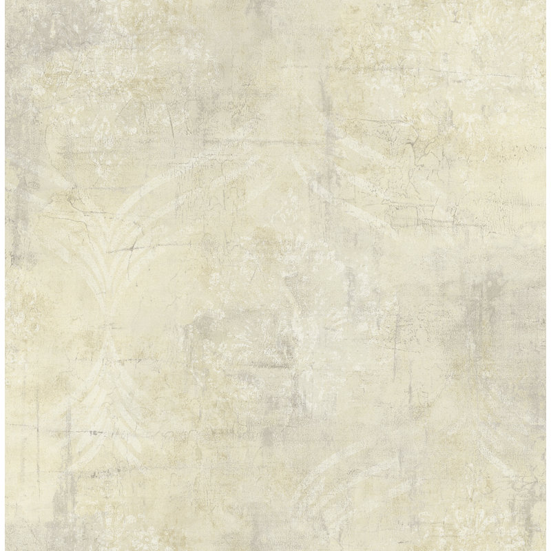 Rouleau de papier peint L 32,81 pi x l 20,5 po Hagans Ogee, Or métallique / gris / blanc cassé