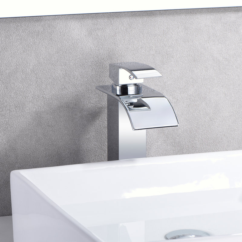Robinet de lavabo de salle de bain monotrou S1218W-XX, Chrome chrome