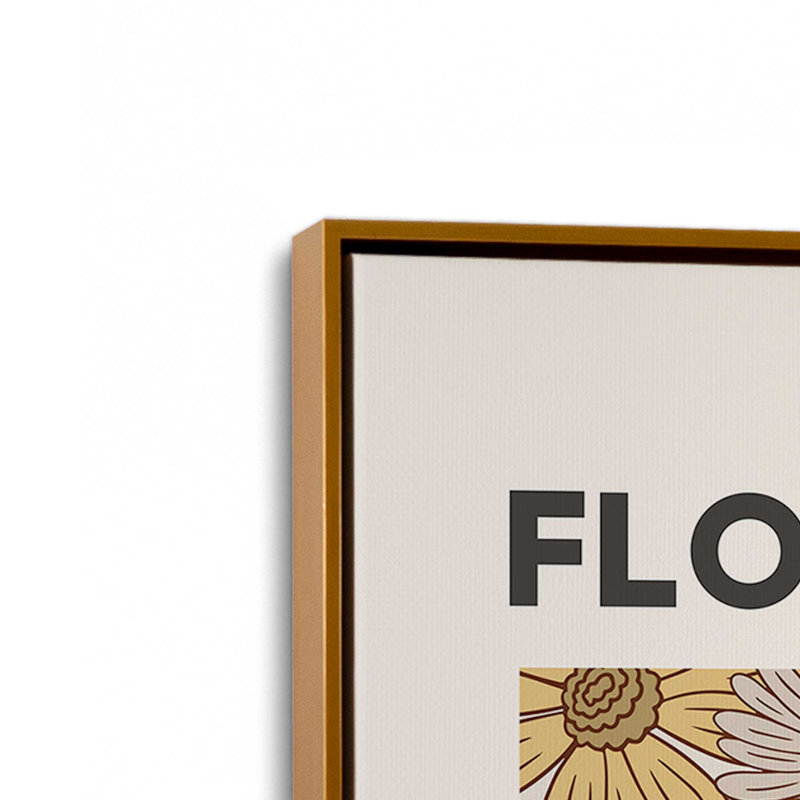 Marché de fleurs rétro en Californie, H 18,75 po x l 12,75 po x P 1,75 po, Cadre flottant or poli