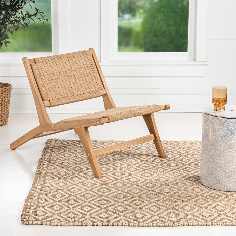 Méridienne d'appoint pour salon et chambre à coucher en teck indonésien massif de 23,6 po x 36,2 po Parker, Bois naturel