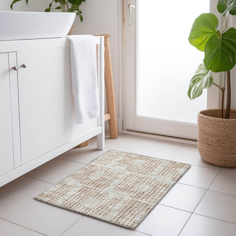 Premium Machine Washable Mayfield AMF33 Geometric Rug, 1'8" x 2'6", Spice