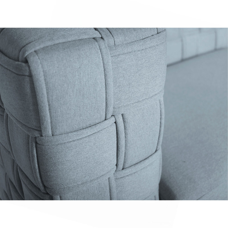 Canapé Saree en chenille sarcelle clair et finition blanche