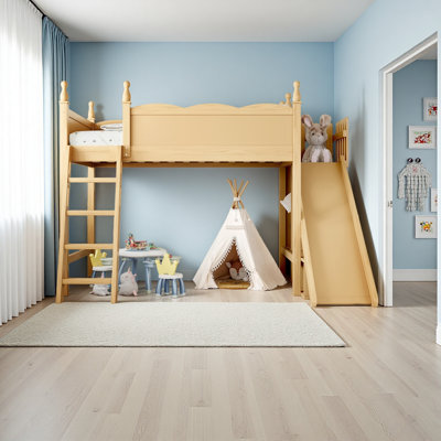 Twin Loft Bed With Storage Shelves And Wardrobe, Solid Wood Loft Beds With Detachable Slide And Ladders, No Spring Box Needed