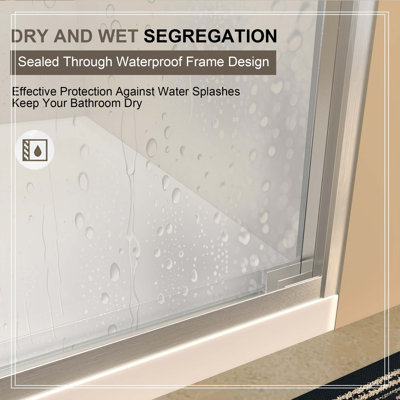 56-60 in.W x76 in.H Semi-Frameless Sliding Shower Door, Double Sliding Shower Door with 3/8"  Clear Tempered Glass, Brushed Nickel
