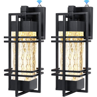 Luminaire de véranda extérieur Dusk To Dawn, fixation murale, lot de 2 luminaires d'extérieur à capteur pour la maison, appliques murales étanches, lanterne d'extérieur pour le garage, porte (ampoule incluse) (Ensemble de 2)
