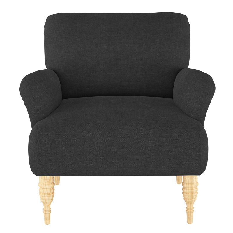 Upholstered Armchair, Classic Linen Black, Zuma White Textured Linen