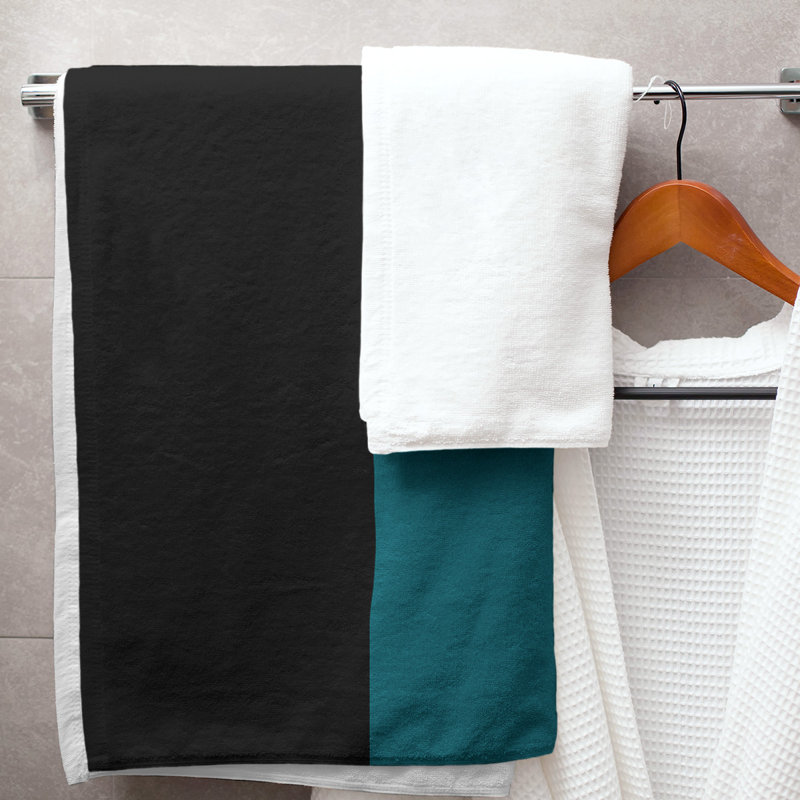 San Jose Lightweight Bath Towel, Black/Deep Pacific Teal/Burnt Orange, Poly/Cotton